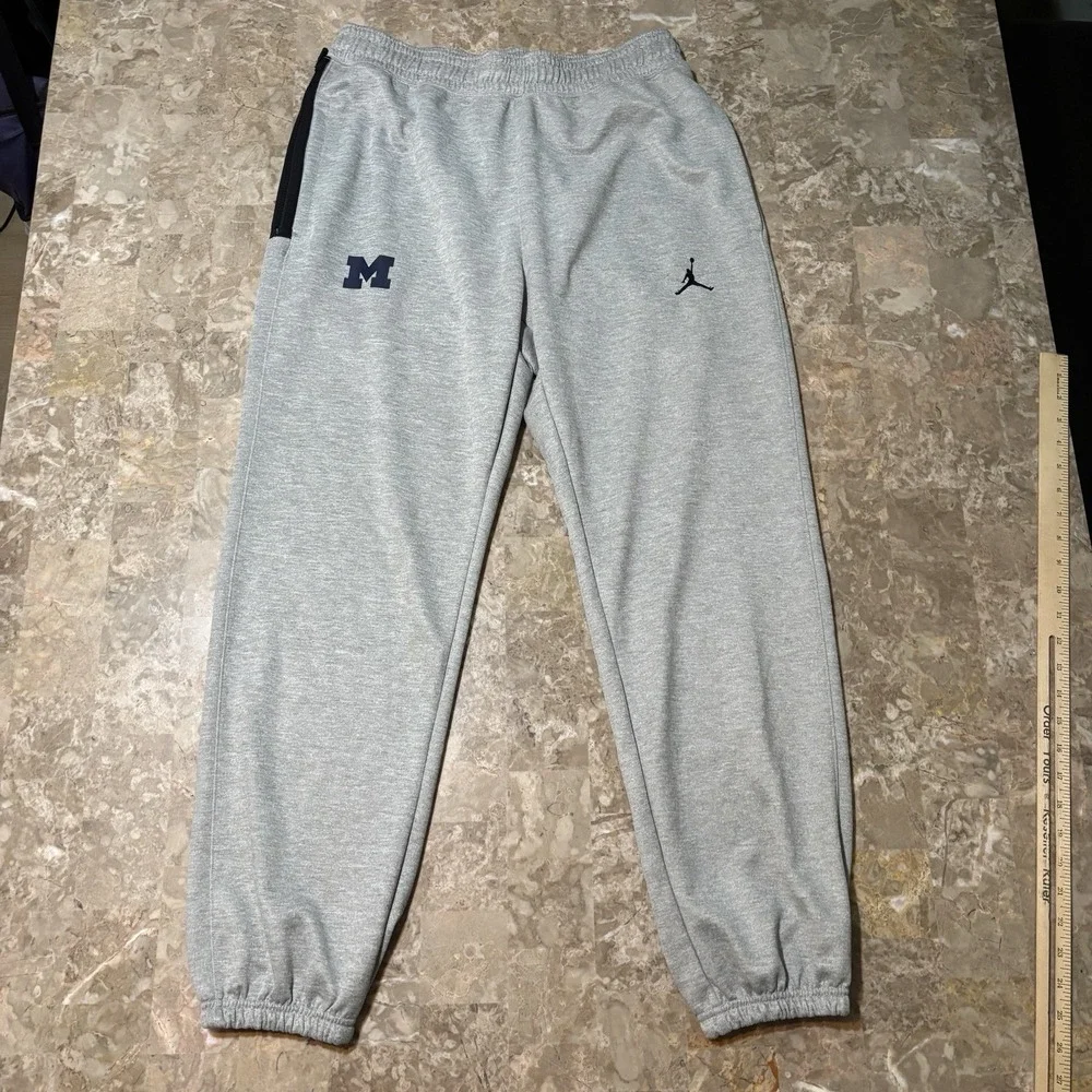 Nike Air Jordan Sweatpants Mens Large Grey Blue Michigan Wolverines Fleece NCAA